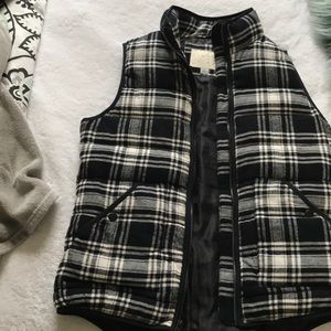 Black and white plaid vest